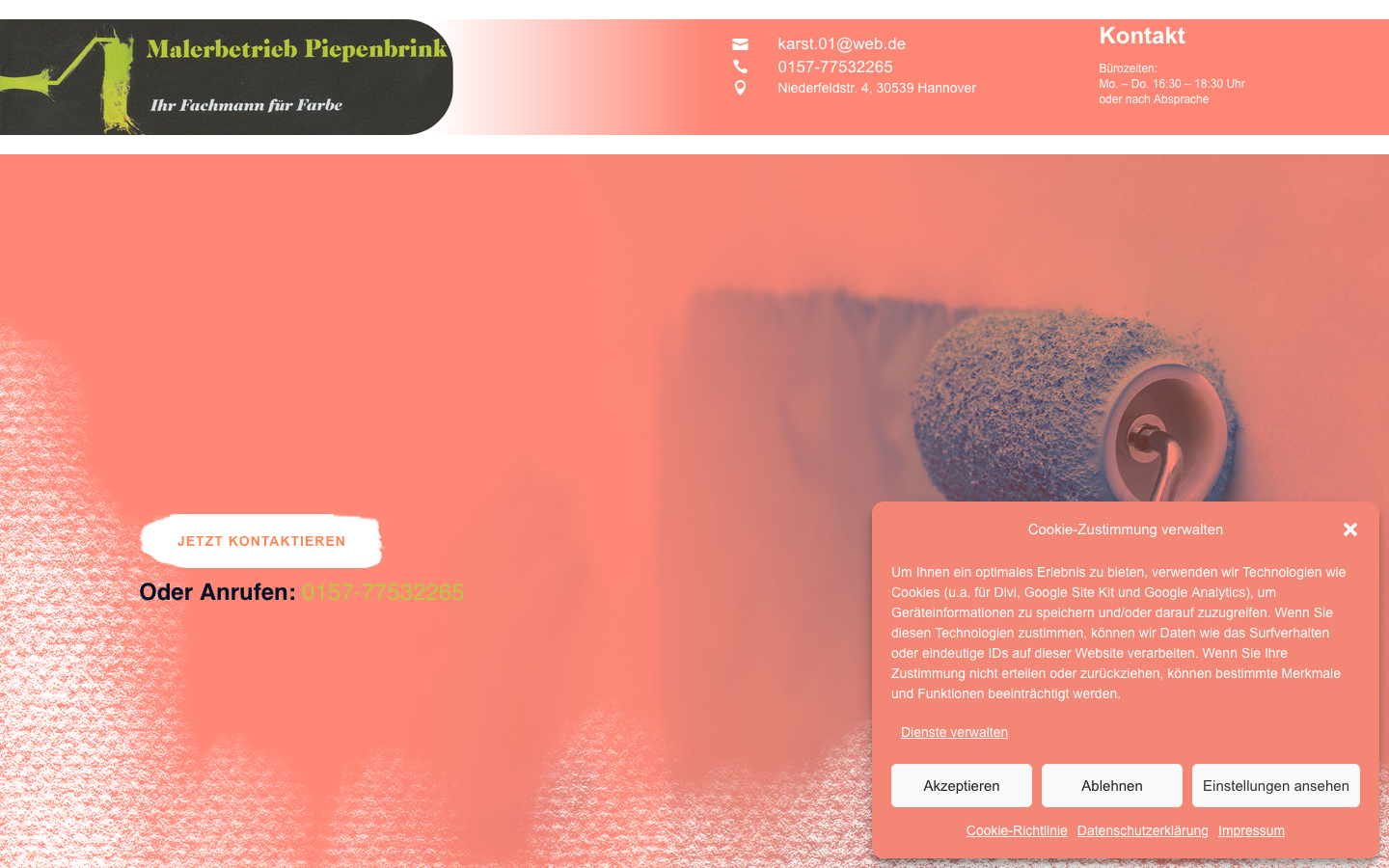 Vorschau der Website von Piepenbrink Malerarbeiten